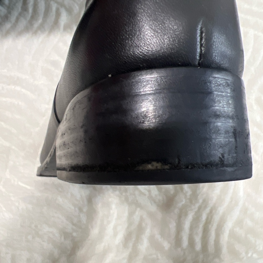 Tory Burch Black Leather Riding Boots Logo Medallion Knee High Size 7.5 - Picture 6 of 14